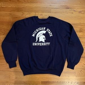 Vtg Michigan State University Sweatshirt MSU Crew Neck Pullover Logo Made USA XL